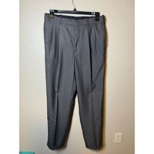 Geoffrey Beene Men's Gray Dress Pants Pleated Cuffed Trousers Size 34x32